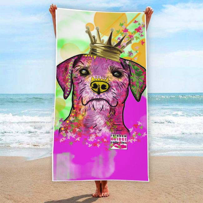 Preview: Badehandtuch Otis – Popart-Hundemotiv, 75x165 cm, 100 % Polyester, weich & schnelltrocknend